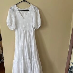 Madewell White Puff Sleeve Midi Dress
